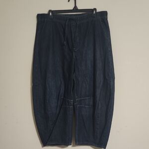 Dark Wash Relaxed Denim Barrel Jeans